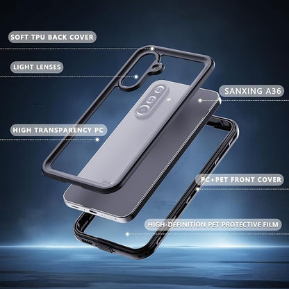 Omio for Galaxy A36 5G Waterproof Case, Full Body IP68 Underwater Clear Protective Case Built-in Screen Protector Heavy Duty Shockproof Case for Men Women, Black