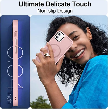 MOCCA Strong Magnetic for iPhone 12 Case/iPhone 12 Pro Case, [Compatible with Magsafe][Mil-Grade Drop Protection] Slim Shockproof Translucent Protective Phone Case for iPhone 12/12 Pro, Pink