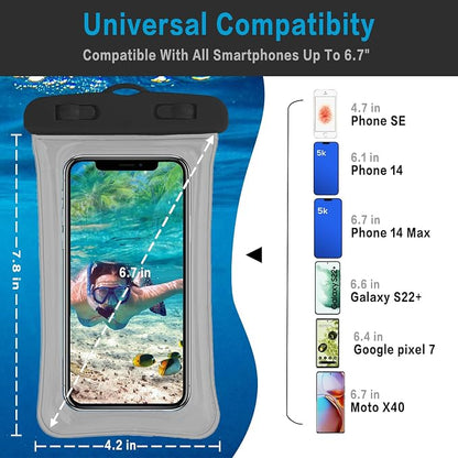 Gartmost 7 Pcs Waterproof Phone Pouch, Universal IPX8 Floating Waterproof Cell Phone Case Dry Bag, Compatible with Most Cell Phone on Market, Waterproof Phone Protector for Beach Swimming