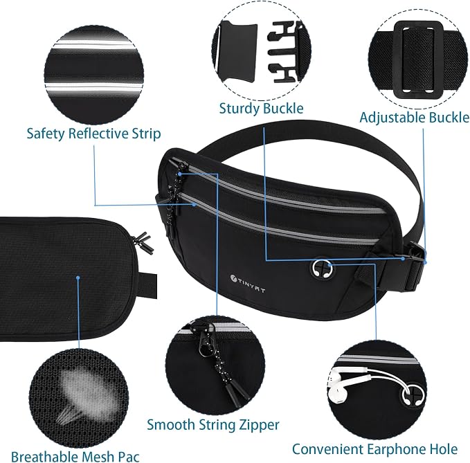 Slim Running Belt for Women Men Runners Fanny Packs With Phone Holder Hidden Pockets Exercise Waist Bag for Marathon Workout