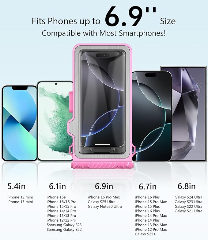 Waterproof Phone Case for Snorkeling - Underwater Touchscreen Housing, Universal Underwater Photo&Video Diving Case for iPhone 17/16/15/14 Pro Max Samsung Galaxy S25/S24 Ultra Up to 6.9'' Purple