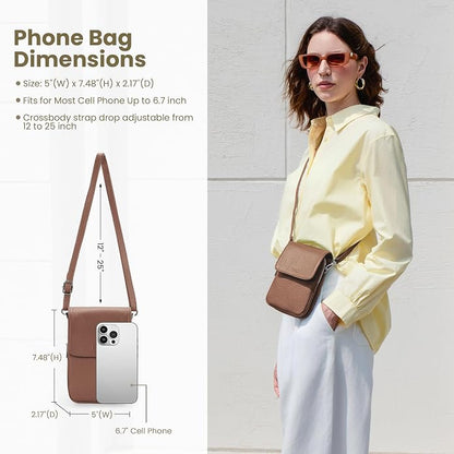 befen Genuine Leather Small Crossbody Bags for Women, Cell Phone Cross body Purse Bag with RFID Blocking Card Slots