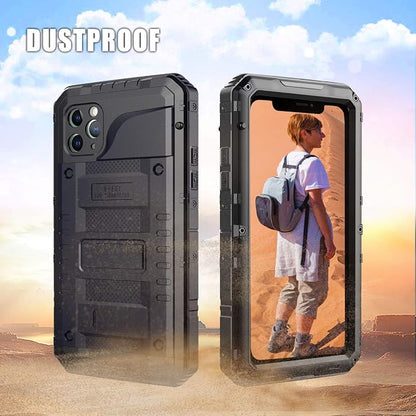Mitywah Waterproof Case for iPhone 11 Pro Max, Heavy Duty Military Grade Metal Case Built-in Screen Protection, Full Body Protective Rugged Defender Phone Case, Black