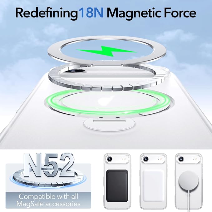Anqrp 360° All-in-ONE Stand Case for iPhone 17 Air Case with Rotatable Magnetic Kickstand Ring Holder, Compatible with Mag-Safe, MIL-Grade Shockproof iPhone 17 Air Phone Case Cover, Mist Matte Clear