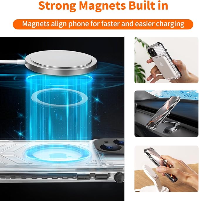 for iPhone 15 Waterproof Case Compatible with MagSafe, Translucent Slim IP68 Underwater Built-in Screen Protector, 12FT Military Grade, 360 Full Body Protective Cover 6.1 inch (Black)