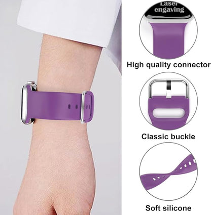 Faith with Cross Watch Band Compatible with Apple Watch Laser Engraved Band Silicone 38mm 40mm 41mm 42mm 44mm 45mm 46mm 49mm Strap Jesus Psalm Christian God Blessed (Purple, 42/44/45/46/49mm M/L)