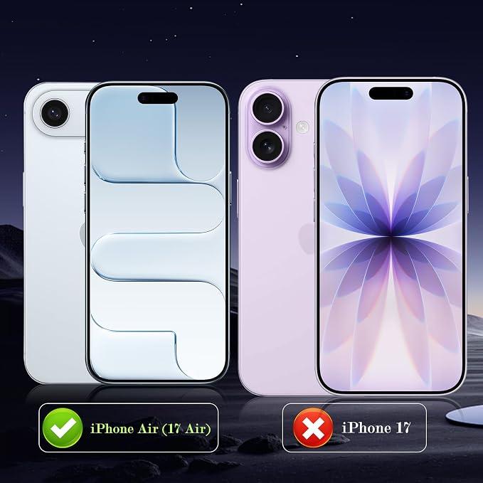 Camera Lens Protector for iPhone Air (iPhone 17 Air) Camera Lens Protector [Strong Adsorption] [Not Easy to Break] Metal Tempered Glass Rear Camera Screen Cover - Silver