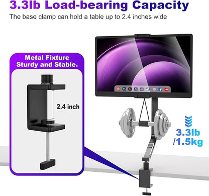 Tablet Stand Holder for ipad,Portable Monitor Stand for 6-18.5 ",Adjustable Foldable Tablet Arm iPad Desk Mount with 360°Rotate Base,Phone iPad Holder for Desk,Compatible with Larger Monitors