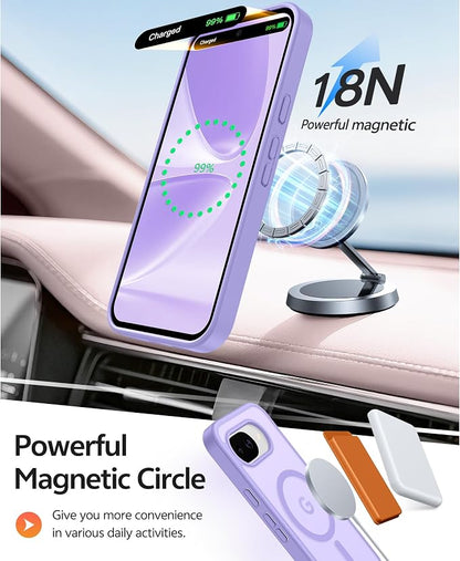 FNTCASE for Google Pixel 10a Case: [Compatible with Magsafe] Translucent Matte Cases with [Screen Protector] Military Grade Shockproof Protective Magnetic Phone Cover for Pixel 10A - Light Purple
