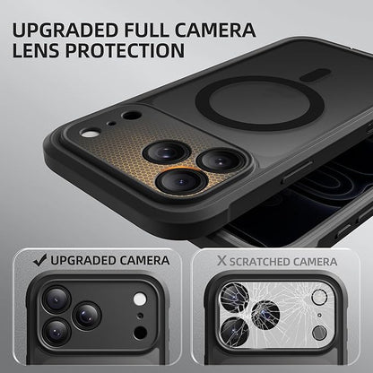 BERFY for iPhone 17 Pro Max Case, Compatible with MagSafe, Built-in Privacy Screen Protector, Camera Protection, Shockproof Full Body Phone Case 6.9", Translucent Black