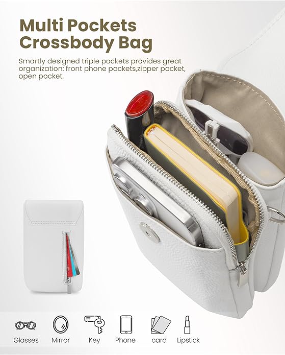befen Genuine Leather Small Crossbody Bags for Women, Cell Phone Cross body Purse Bag with RFID Blocking Card Slots