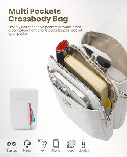 befen Genuine Leather Small Crossbody Bags for Women, Cell Phone Cross body Purse Bag with RFID Blocking Card Slots