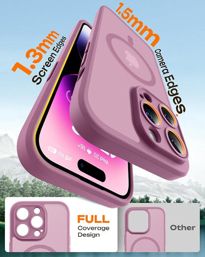 TOCOL for Phone 14 Pro Case, Compatible with Magsafe Charger, Full Camera Protection, Drop Protection, Translucent Matte Phone Case for iPhone 14 Pro 6.1 inch (Lilac Purple)