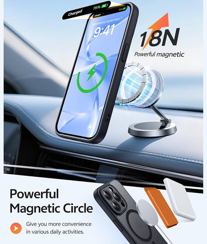 FNTCASE for iPhone 15 Pro Max Case: [Compatible with Magsafe] Translucent Matte Cases with [Full Camera Protection] [Screen Protector] Military Grade Shockproof Protective Phone Cover - Black