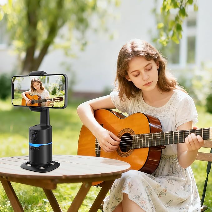 Auto Face Tracking Selfie Stick Tripod for iPhone, 360° Auto Rotating Face Tracking Tripod, Gesture Control, No APP Required, Gimbal stabilizer for Smartphone, for Live Streaming Video, Recording