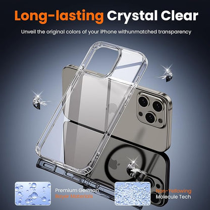 3 in 1 for iPhone 15 Pro Max Case Clear,[Yellowing-Resistant Acrylic Back] Screen Protector *1 & Camera Lens Protector*1, Shockproof for iPhone 15 Pro Max Phone Case 6.7 inch Clear