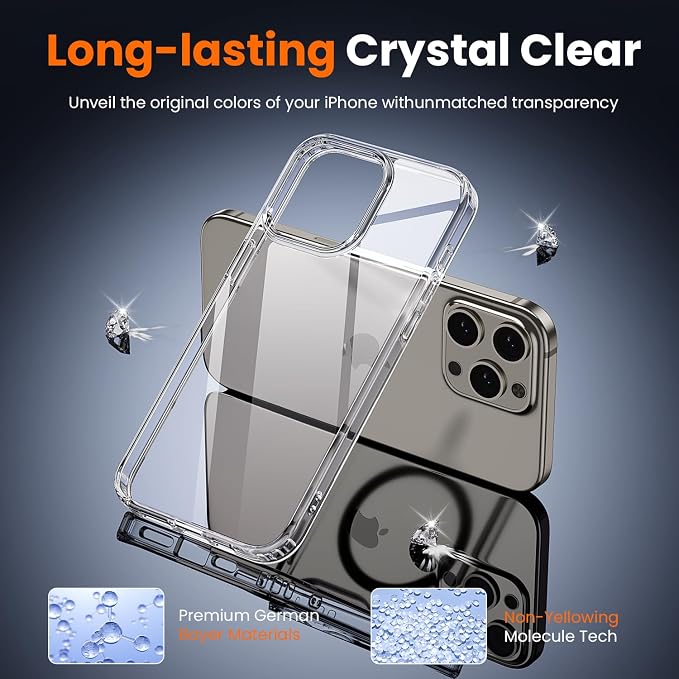 3 in 1 for iPhone 15 Pro Case Clear,[Yellowing-Resistant Acrylic Back] Screen Protector *1 & Camera Lens Protector*1, Shockproof for iPhone 15 Pro Phone Case 6.1 inch Clear