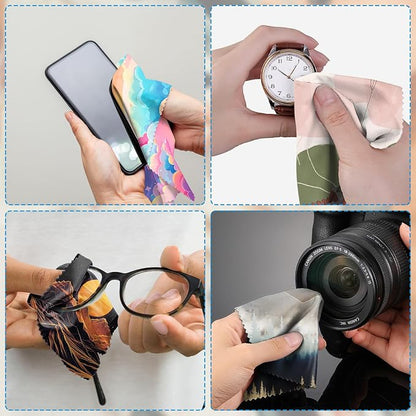6 PCS Glasses Cleaning Cloth Eyeglass Lens Cleaning Cloth Eyeglasses Wipes Microfiber Reusable Soft for Phone Screens Camera Unisex Women Girls Cute Aesthetic (6.3"x6.3")-Forest Cloud