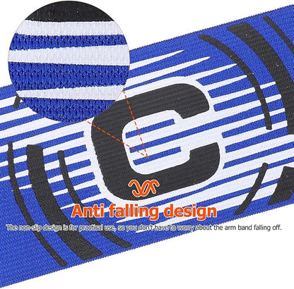 LUOZZY 3pcs Soccer Captain Armband Adjustable Football Basketball Player Armband Team Leader Armlets Elastic Arm Bands, Blue
