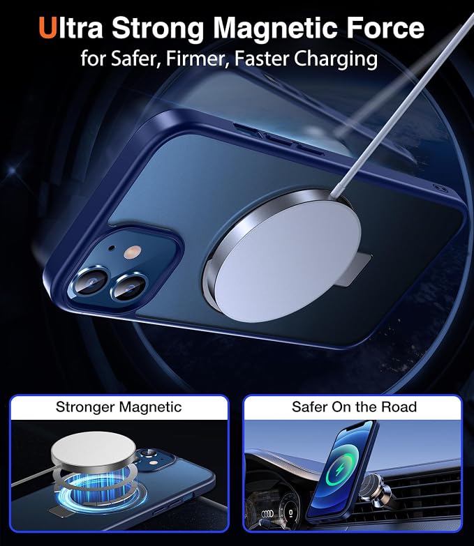 Chicfun 3-in-1 [Magnetic+Kickstand+Ring Holder] for iPhone 12/12 Pro Case Stand Ring Holder Compatible with MagSafe, Military Shockproof Protective iPhone 12/12 Pro Phone Case Kickstand Cover Blue