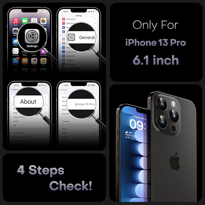TOCOL for iPhone 13 Pro Case, Full Camera Protection, Compatible with Magsafe, Drop Protection, Translucent Magnetic Matte Phone Case for iPhone 13 Pro 6.1 inch (Black)