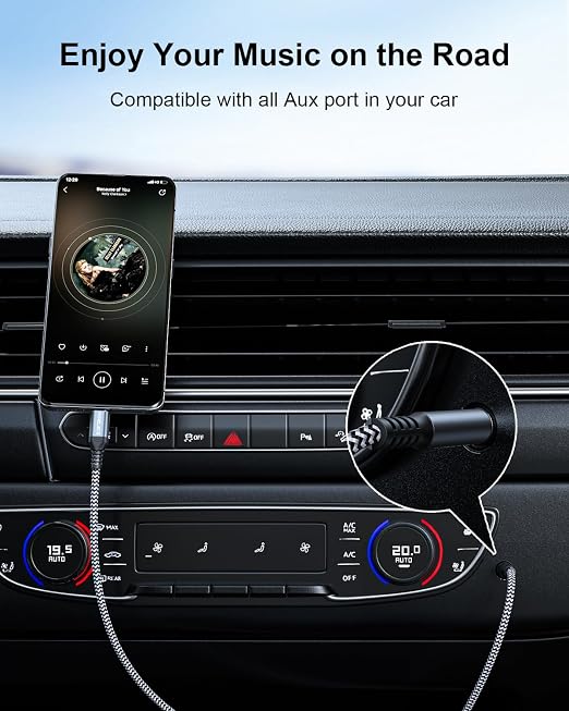 Aux to USB C, 10ft Aux Cord to USB C Compatible with iPhone 15/16/17, Galaxy S225/S24/23, iPad Pro, Pixel - Type C to 3.5mm Cord for Car, Headphones, Speakers