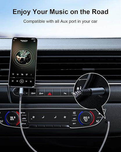 Aux to USB C, 10ft Aux Cord to USB C Compatible with iPhone 15/16/17, Galaxy S225/S24/23, iPad Pro, Pixel - Type C to 3.5mm Cord for Car, Headphones, Speakers