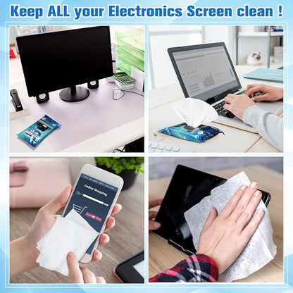 240 Wipes/12 Pack Electronic Cleaning Wipes, Pre-Moistened Screen Wipes for TVs, Computer, Monitor, Phones and Other Electronics, Resealable for a Freshness Lock, No Scratches, No Steaks