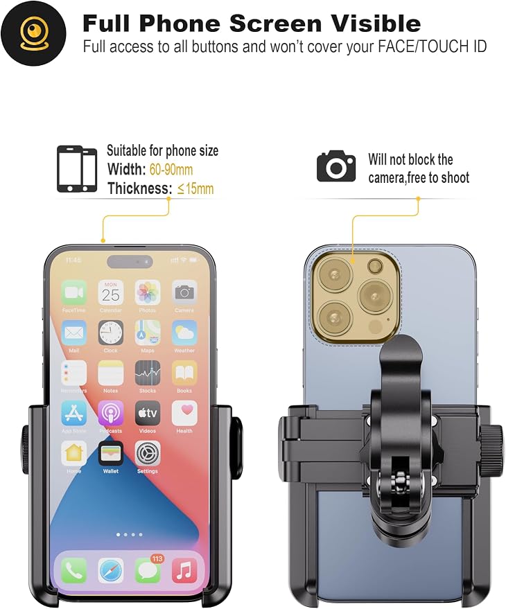 Grefay Bike Phone Mount Universal Motorcycle Handlebar Phone Holder 【1S Quick Release】 Anti Shake Bicycle Phone Clamp for Road Bike/MTB/Scooter with 360 Rotation for 3.5-7.0 inches Smartphone