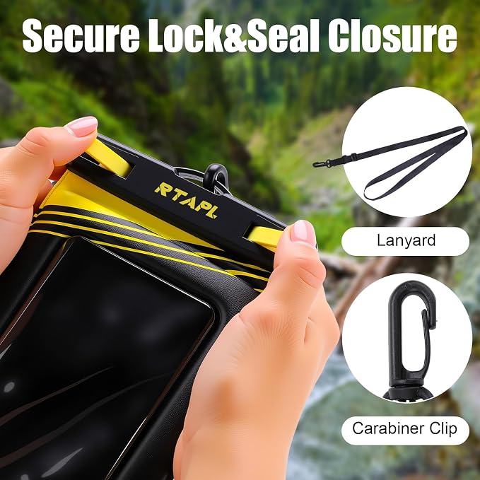 Floating Waterproof Phone Pouch 2 Pack - IPX8 Waterproof Phone Case with Lanyard, Universal Protector for iPhone 17/16/15/14/13 Pro Max Plus & Galaxy S25/S24, Yellow