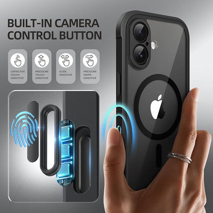 BERFY for iPhone 17 Case, Compatible with MagSafe, Built-in Privacy Screen Protector, Camera Protection, Shockproof Full Body Phone Case 6.3", Clear Black