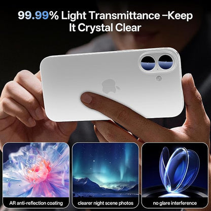 Camera Lens Protector for iPhone 17 6.3"（2025）-Single Piece,Ultra Thin Aluminum Alloy Frame,9H Dual-Strength Glass with 99% AR Light Transmittance,Case Friendly, Silver