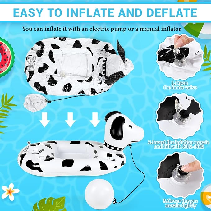 FillTouch Floating Drink Holder for Pool, Floating Cabana Bar, Hot Tub Drink Holder for Adults, Inflatable Pool Accessories(Dog)