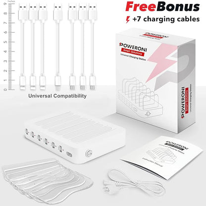 USB Charging Dock - 6-Port Universal Charging Station for Multiple Devices - Multi Device Charger Station - Compatible with Apple, iPad, iPhone, and Android Cell Phones and Tablets