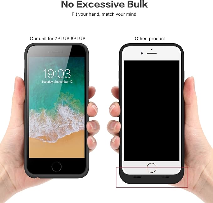 Battery Case for iPhone 8plus/7plus/6 Plus/6s Plus, Upgraded [8500mAh] Protective Portable Charging Case Rechargeable Extended Battery Pack for Apple iPhone 8plus/7plus/6 Plus/6s Plus(5.5') - Black