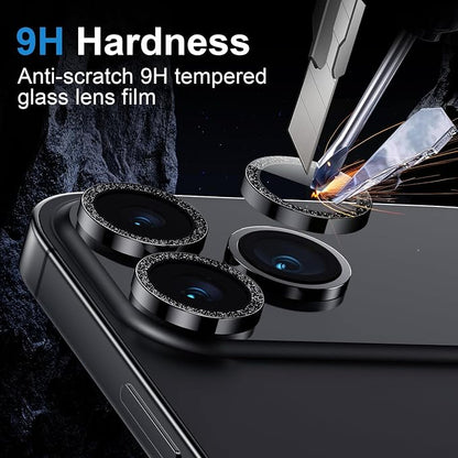 AFARER Camera Lens Protector for iPhone 17Pro /17 Pro Max,Individual Metal Cover Ring, 9H Tempered Glass Anti-Scratch, Strong Adsorption & Case Friendly [Does not Affect Night Shots],Black
