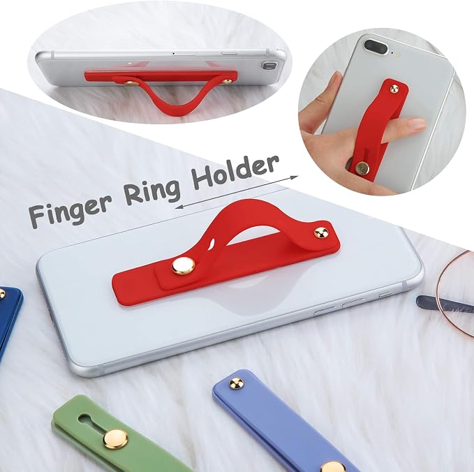 Weewooday 6 Pieces Phone Grip Holder Cell Phone Grip Strap Telescopic Finger Strap Stand Universal Finger Kickstand for Most Smartphones(Vintage Colors)