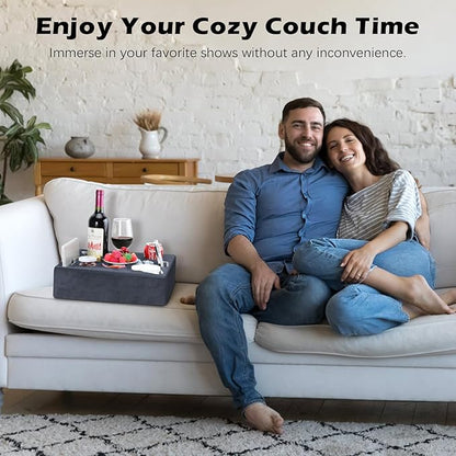 MoKo Couch Cup Holder Pillow, Sofa Bed Cup Holder for Drinks, 7 Slot Tray Couch Drink Holder, Couch Caddy for Remote, Snacks, Drinks, Tablet, Cup Holder for Couch, Bed, Rv, Tv, Car, Man Cave, Boat