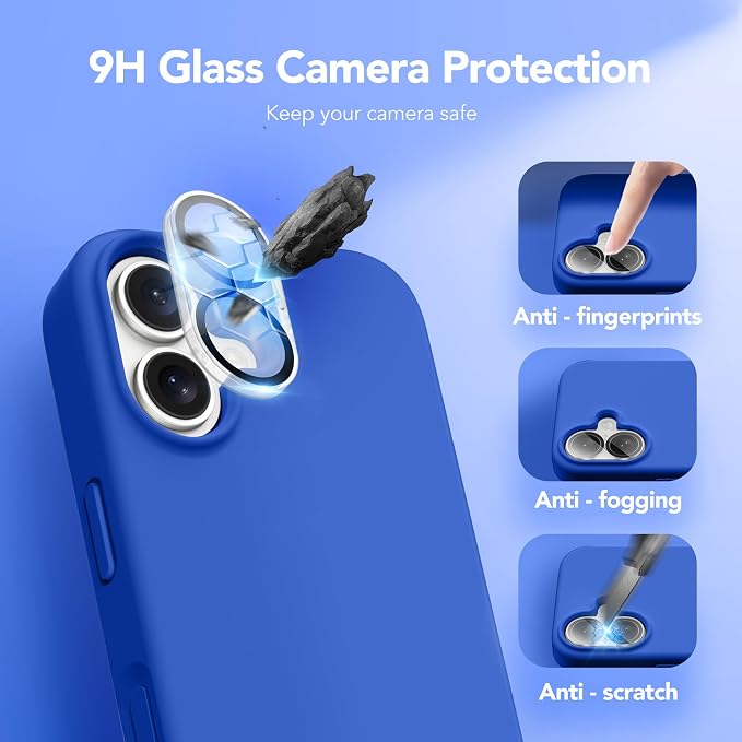 GONEZ Magnetic for iPhone 17 Case, Compatible with MagSafe, [Screen Protector + Camera Lens Protector], Liquid Silicone Anti-Scratch Shockproof Protective Phone Case 6.3 inch, Klein Blue
