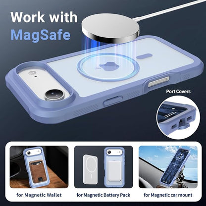 jaroco Magnetic for iPhone Air Case, [Compatible with MagSafe][Military Grade Drop Protection][Heavy Duty Protection][Non-Slip][Shockproof] 2-Layer Durable Bumper Phone Case 6.5''-Blue Purple