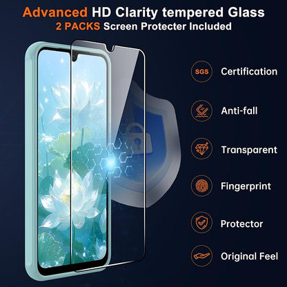 for Samsung Galaxy A17 5G Phone Case: Samsung A17 Case [Mag-Safe Fit] with 2PC Tempered Glass Screen Protector,Frosted Translucent A17 Case Soft-Touch Skin Protection for Galaxy A17 Cover,Mint Greenn