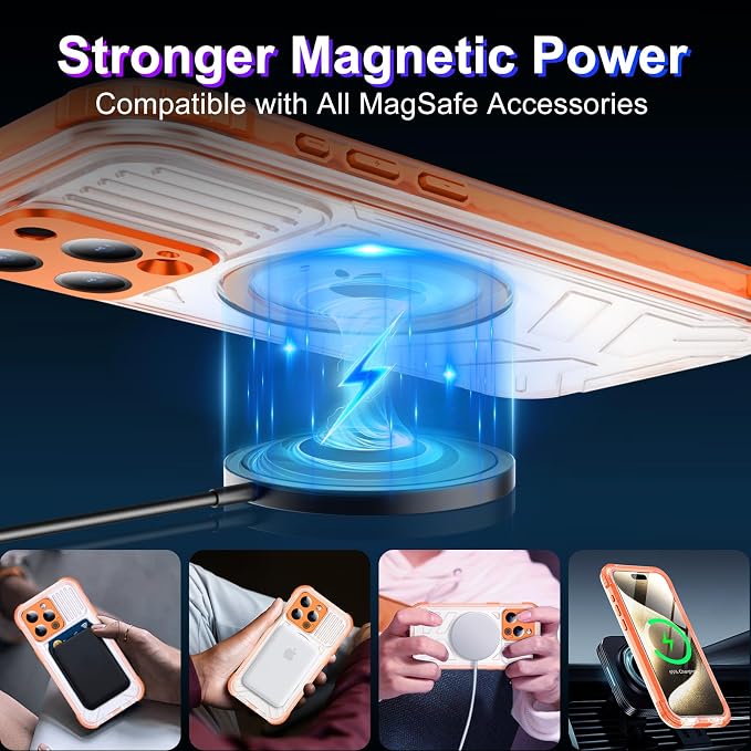2025 New for iPhone 15 Pro Max Case Waterproof, [Compatible With MagSafe][Built-in Screen & Camera Protector][Full Body Shockproof][IP68 Underwater][Dustproof][Dropproof] Phone Case 6.7"