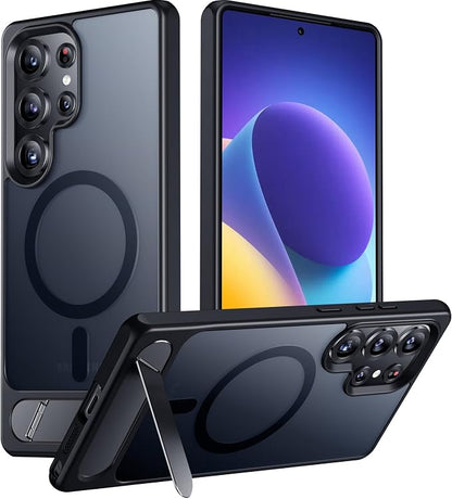 Magnetic for Samsung Galaxy S25 Ultra Case, [Innovate Stand][Military Grade Drop Protection][Non Slip][Translucent Matte] Shockproof Phone Case for Galaxy S25 Ultra 6.9" 2025 -Black