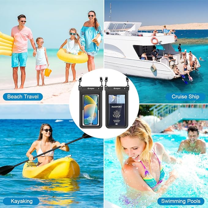 [Up to 8.5"] Floating Waterproof Phone Pouch 2 Pack - Floatable Waterproof Phone Case with Lanyard for iPhone 17 16 15 Pro Max, Galaxy S25 S24 Ultra, IPX8 Cellphone Dry Bags, Beach Vacation Essentials
