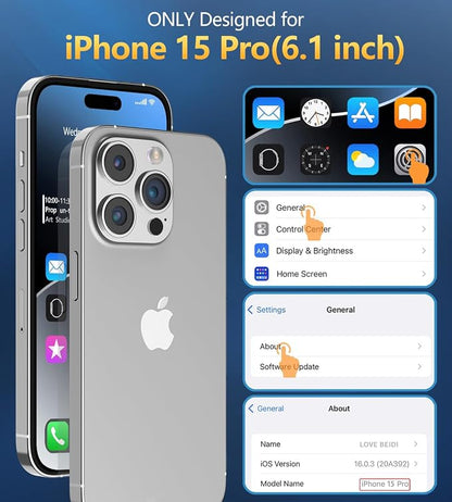 for iPhone 15 Pro Case Waterproof | Shockproof Dust Proof Phone Case Cover with Screen Protector for iPhone 15 Pro - Clear