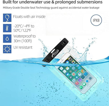 AiRunTech Waterproof Cell Phone Bag - 4 Pack Clear Pouches for Outdoor Activities - Universal Fit for iPhone and Other Devices - 2 Phone Cases + 2 Fanny Packs