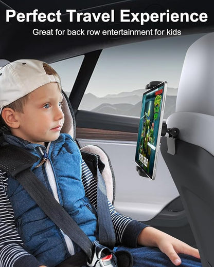 GDZN Tesla Back Seat Tablet Holder, 1-Second Install Seat-Back Wedge Mount for Model 3/Y, Metal Ball Head 360° Rotation iPad Holder for Kids Travel, Fits 4.7-13" iPad Pro/Air/Mini, Galaxy Tab, iPhone
