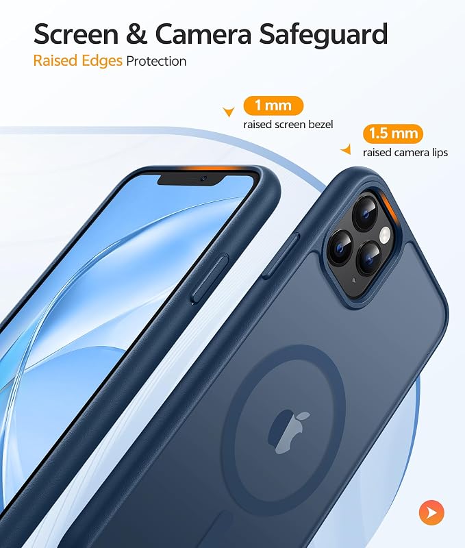 FNTCASE for iPhone 11 Pro Max Case: [Compatible with Magsafe] Translucent Matte Magnetic Phone Cover - Military Grade Drop Protection Shockproof Protective for iPhone 11Pro Max 2019 Cases - Blue