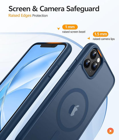 FNTCASE for iPhone 11 Pro Max Case: [Compatible with Magsafe] Translucent Matte Magnetic Phone Cover - Military Grade Drop Protection Shockproof Protective for iPhone 11Pro Max 2019 Cases - Blue