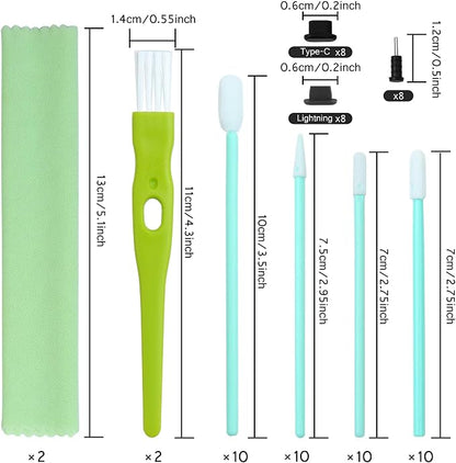 Aneco 68 Pieces Cell Phone Cleaning Kit Brush Set USB Charging Port Type C Anti Dust Port Plug Set and Headphone Jack Cleaner Compatible with iPhone, iOS Android, Cell Phone, Electronics Cleaner